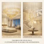 Eyelet Linear LED Chandelier in Chrome, Gold, or Rose Gold