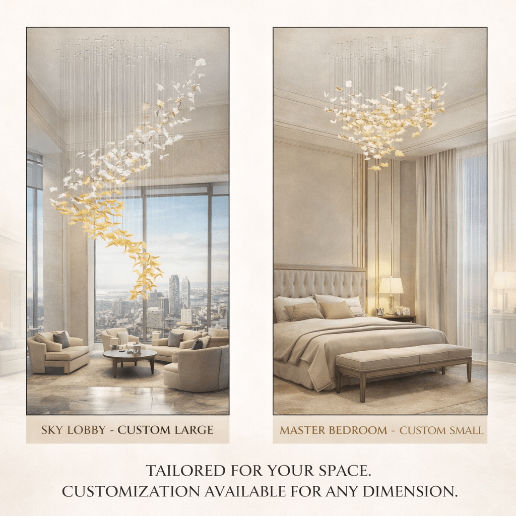 Flying Leaves Crystal Chandelier – Modern Handblown Glass Pendant Light for Dining Room and Living Room