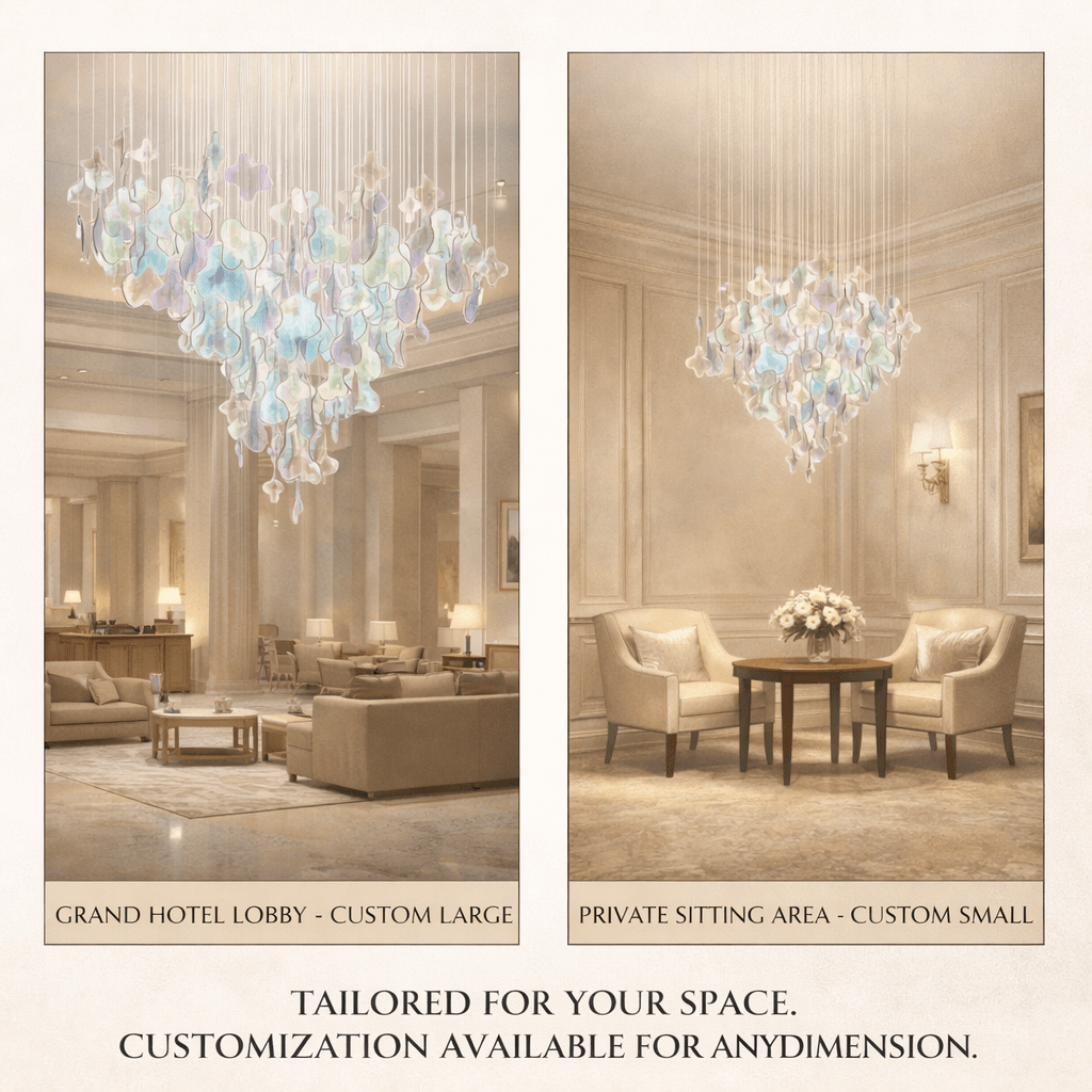 Iris Iridescent Blossom Chandelier – Modern Glass Pendant Light for Dining Room & Living Room