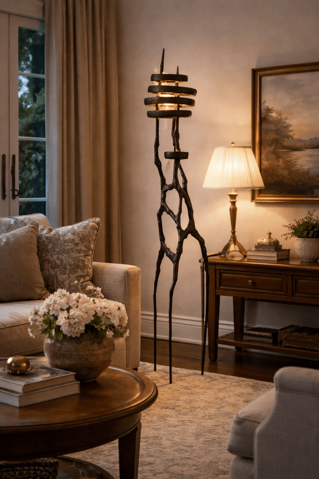 Vortex Sculptural Floor Lamp with Integrated LED
