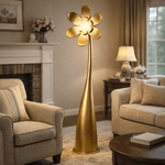 Fleur Sculptural Floor Lamp in Black or Gold – Modern Art Deco Lighting