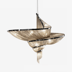 Spiral Chain Chandelier in Gold or Chrome for Modern Interiors