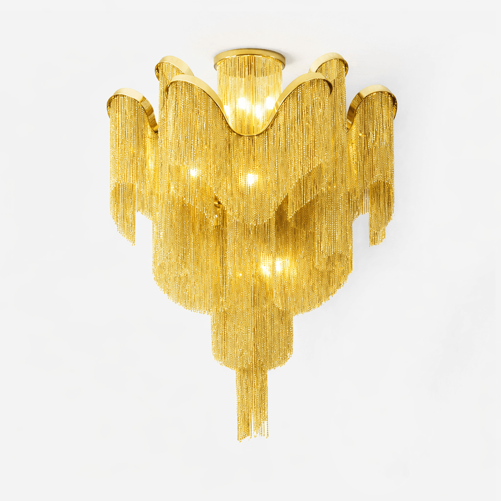 Luminous Cascade Chain Ceiling Light — Modern Aluminum Chandelier