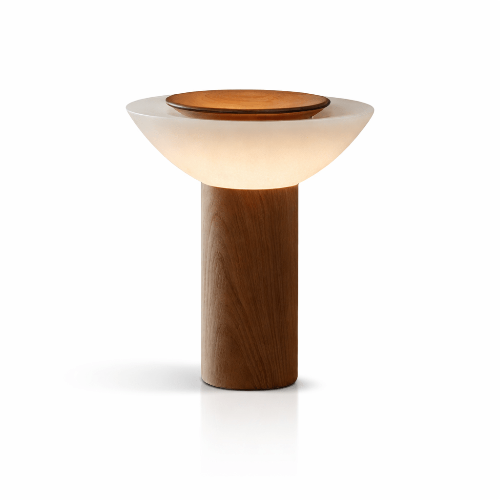 Solace Wood Table Lamp – Modern Minimalist LED Desk Light for Bedroom & Living Room