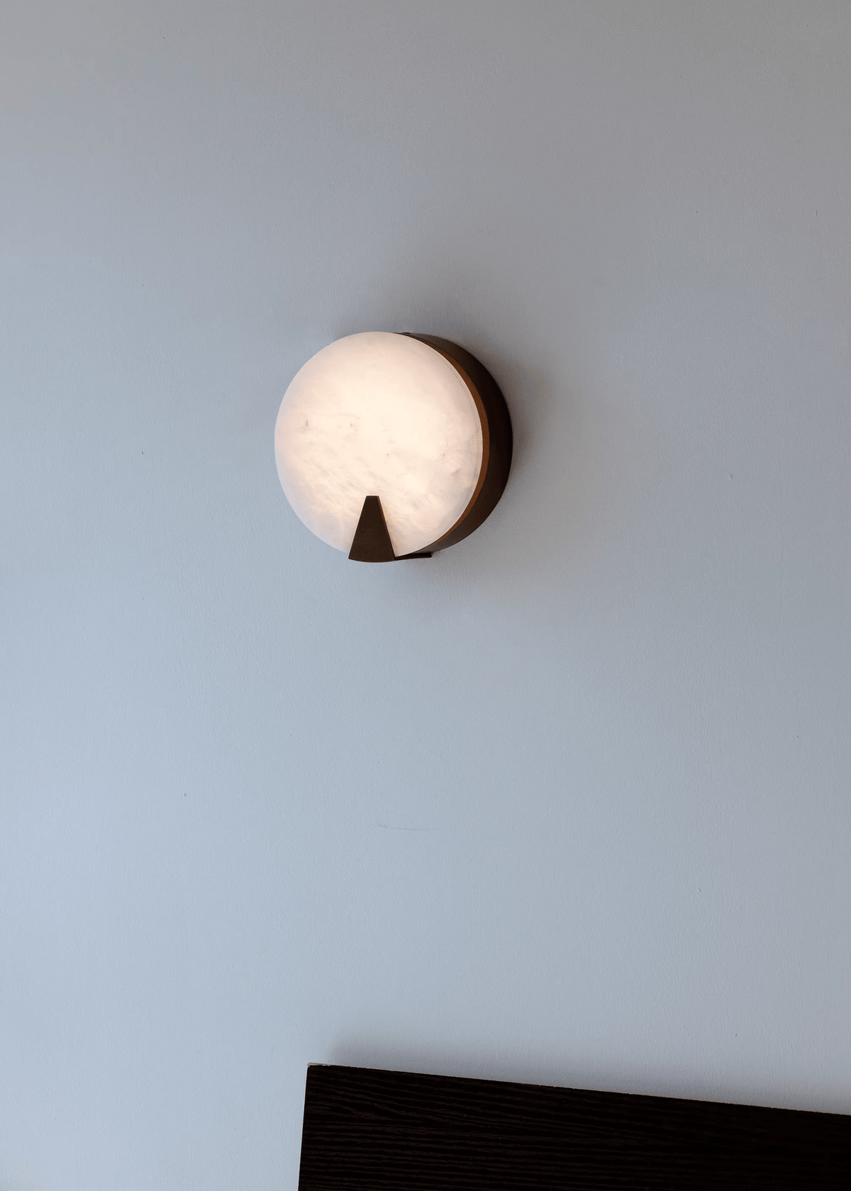 Solaris Halo Alabaster Wall Sconce with Brass Accents