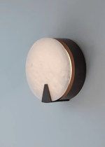 Solaris Halo Alabaster Wall Sconce with Brass Accents