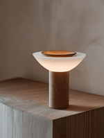 Solace Wood Table Lamp – Modern Minimalist LED Desk Light for Bedroom & Living Room