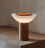 Solace Wood Table Lamp – Modern Minimalist LED Desk Light for Bedroom & Living Room
