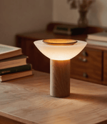Solace Wood Table Lamp – Modern Minimalist LED Desk Light for Bedroom & Living Room