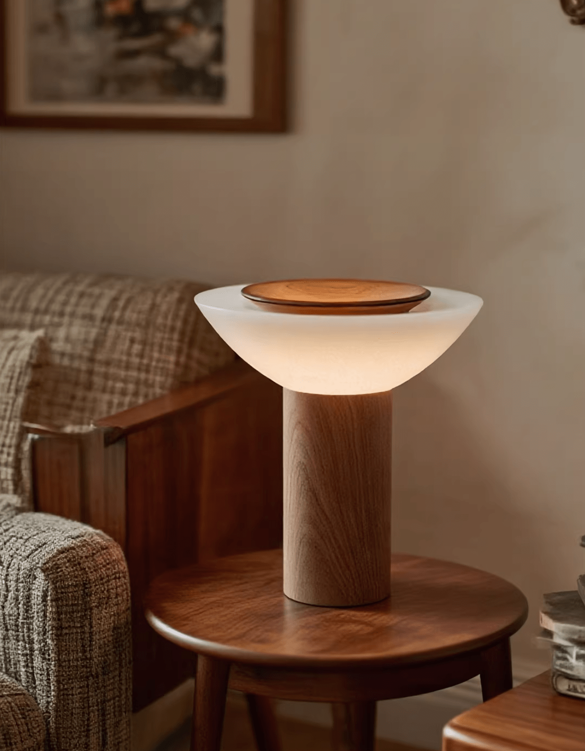 Solace Wood Table Lamp – Modern Minimalist LED Desk Light for Bedroom & Living Room