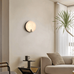 Solaris Halo Alabaster Wall Sconce with Brass Accents