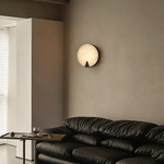 Solaris Halo Alabaster Wall Sconce with Brass Accents