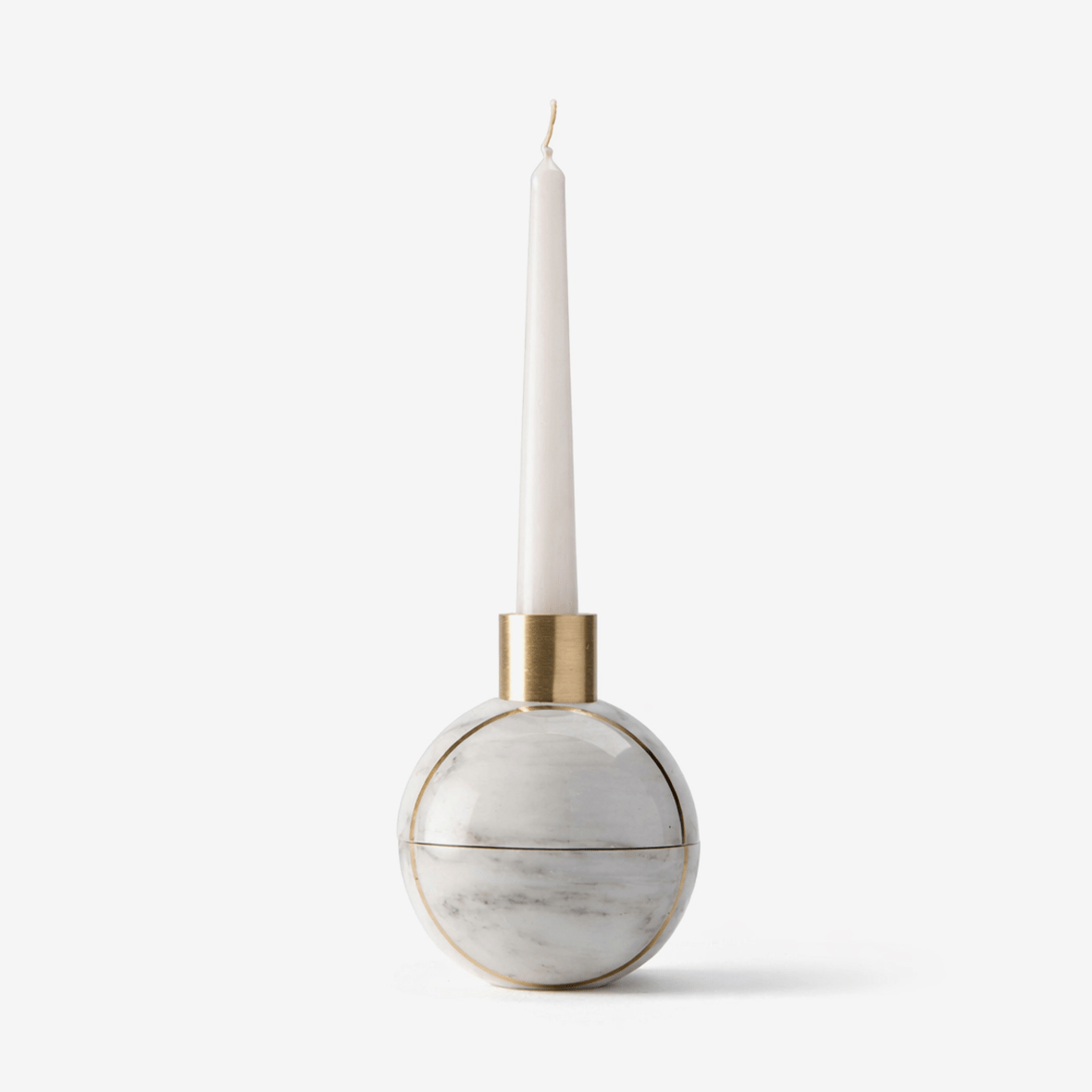 Axis Sphere Marble Candle Holder – Sculptural Tabletop Accent in Natural Stone