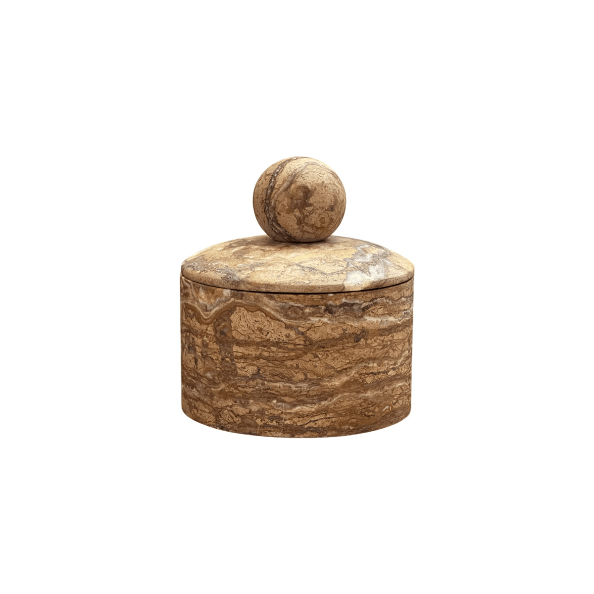Strata Sphere Natural Marble Storage Box with Sculptural Lid