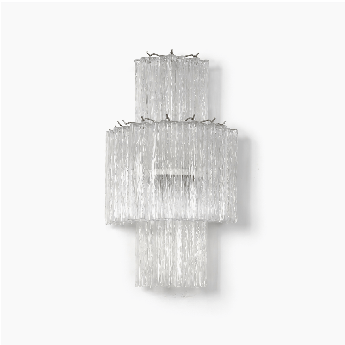 Glacier Tier Textured Glass Wall Sconce in Nickel