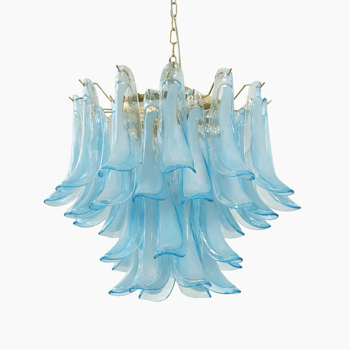 Azure Drift Glass Chandelier – Handcrafted Blue Glass Pendant Light for Modern Interiors
