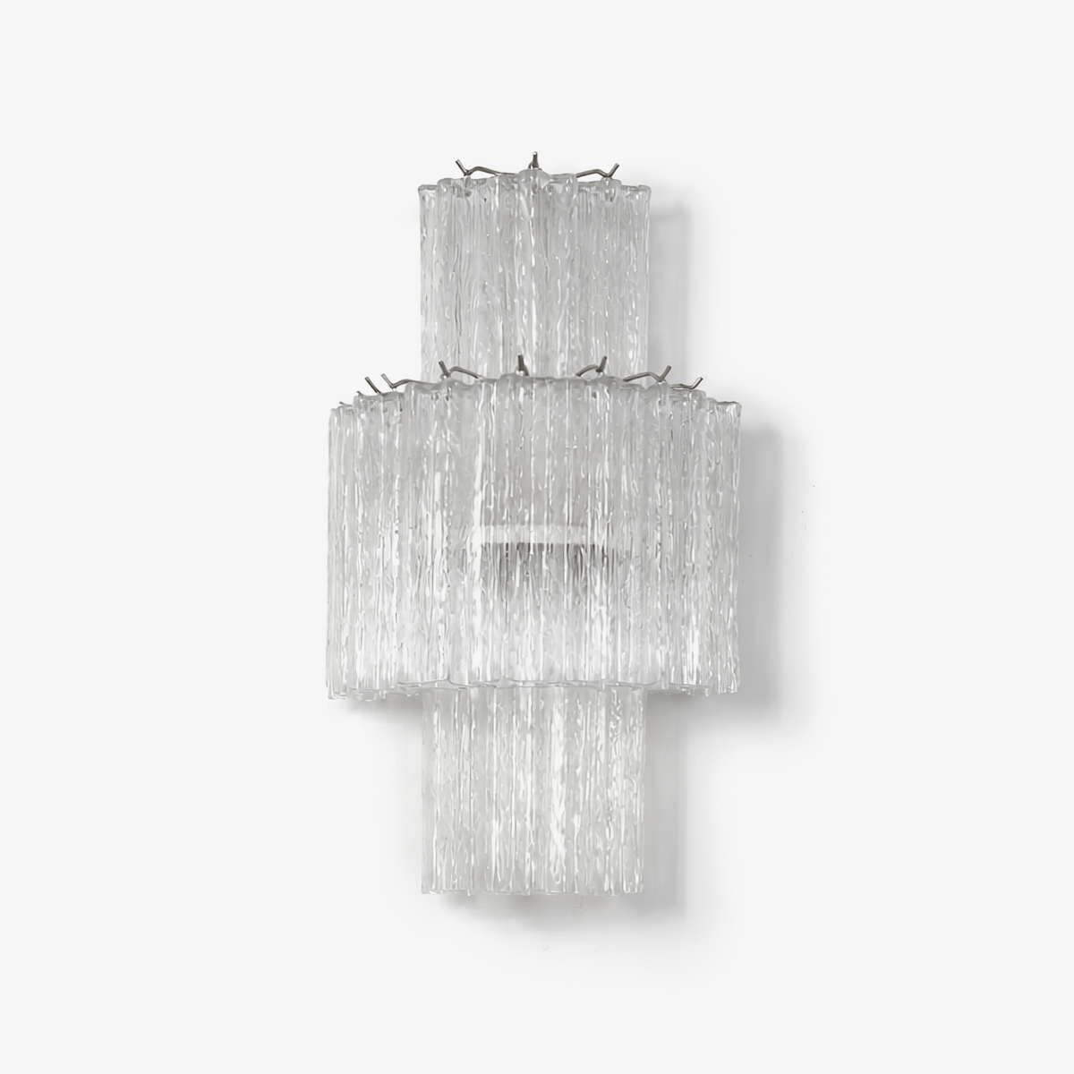 Glacier Tier Textured Glass Wall Sconce in Nickel