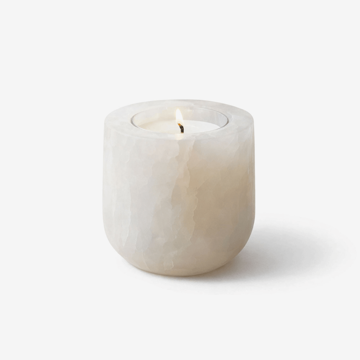 Halo Calm Natural Stone Candle Holder – Artisan Marble & Travertine Tabletop Accent
