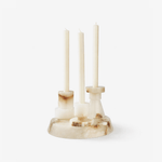 Lithia Tiered Marble Candle Holder – Sculptural White Stone Accent for Modern Interiors