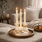 Lithia Tiered Marble Candle Holder – Sculptural White Stone Accent for Modern Interiors