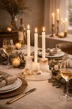 Lithia Tiered Marble Candle Holder – Sculptural White Stone Accent for Modern Interiors