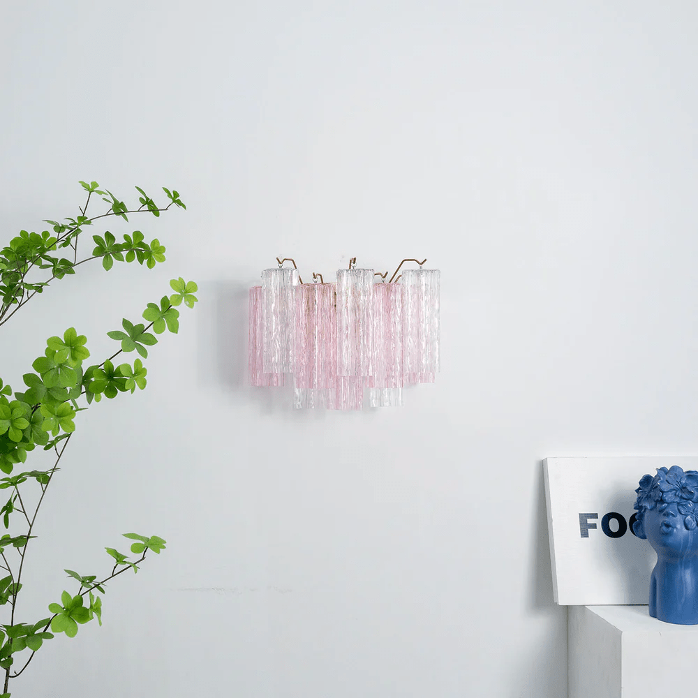 Eloria Glass Wall Sconce — Tiered Fluted Glass, Gold Frame