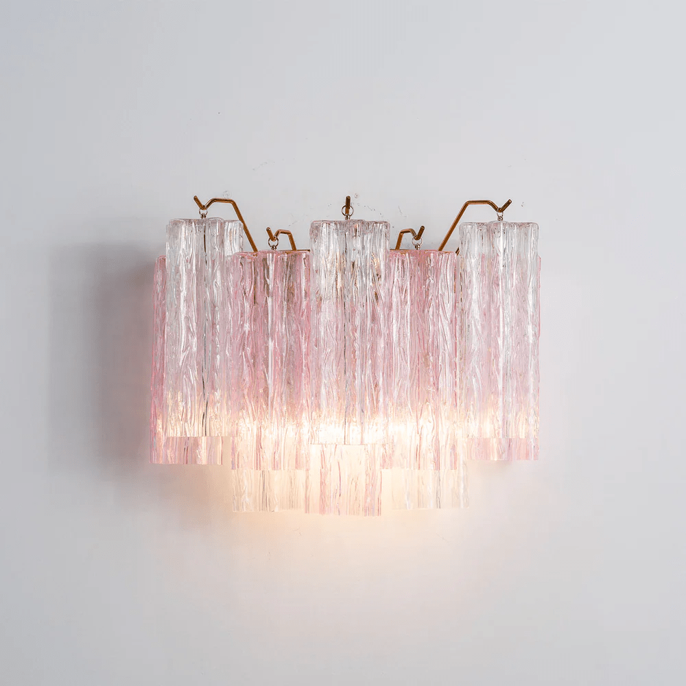 Eloria Glass Wall Sconce — Tiered Fluted Glass, Gold Frame