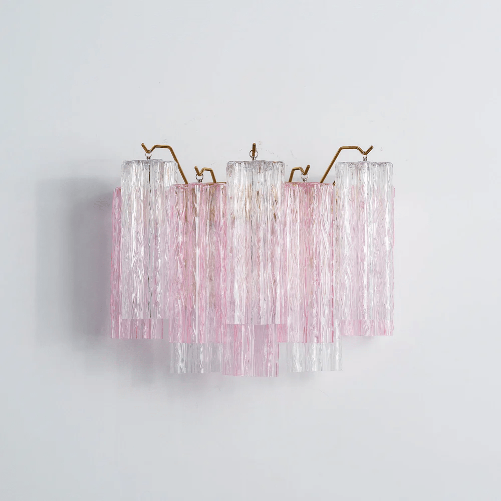 Eloria Glass Wall Sconce — Tiered Fluted Glass, Gold Frame