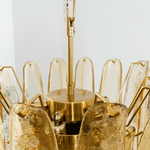 Amber Cascade Glass Chandelier with Brass Frame