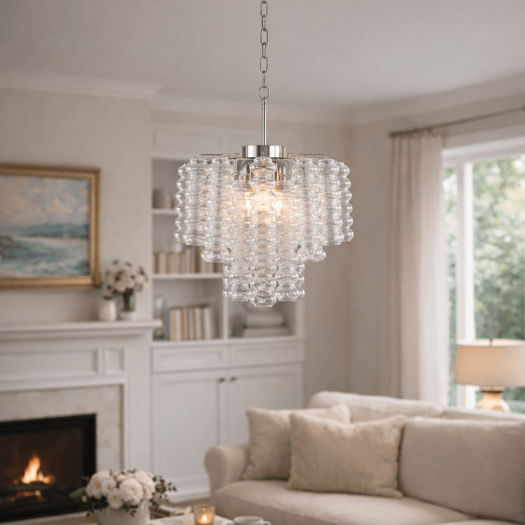 Ripple Column Chandelier – Modern Hand-Blown Glass Pendant Light