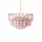 Facet Bloom Glass Chandelier in Gold and Pink for Dining Room