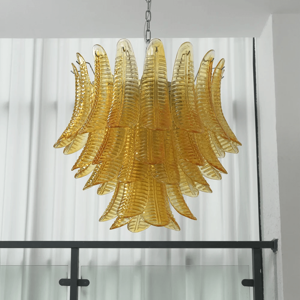 Aurelium Cascade Glass Chandelier – Modern Amber Glass Pendant Light