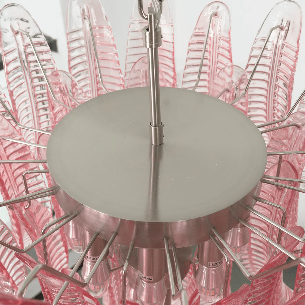 Petaline Prism Chandelier – Pink Glass Designer Hanging Light