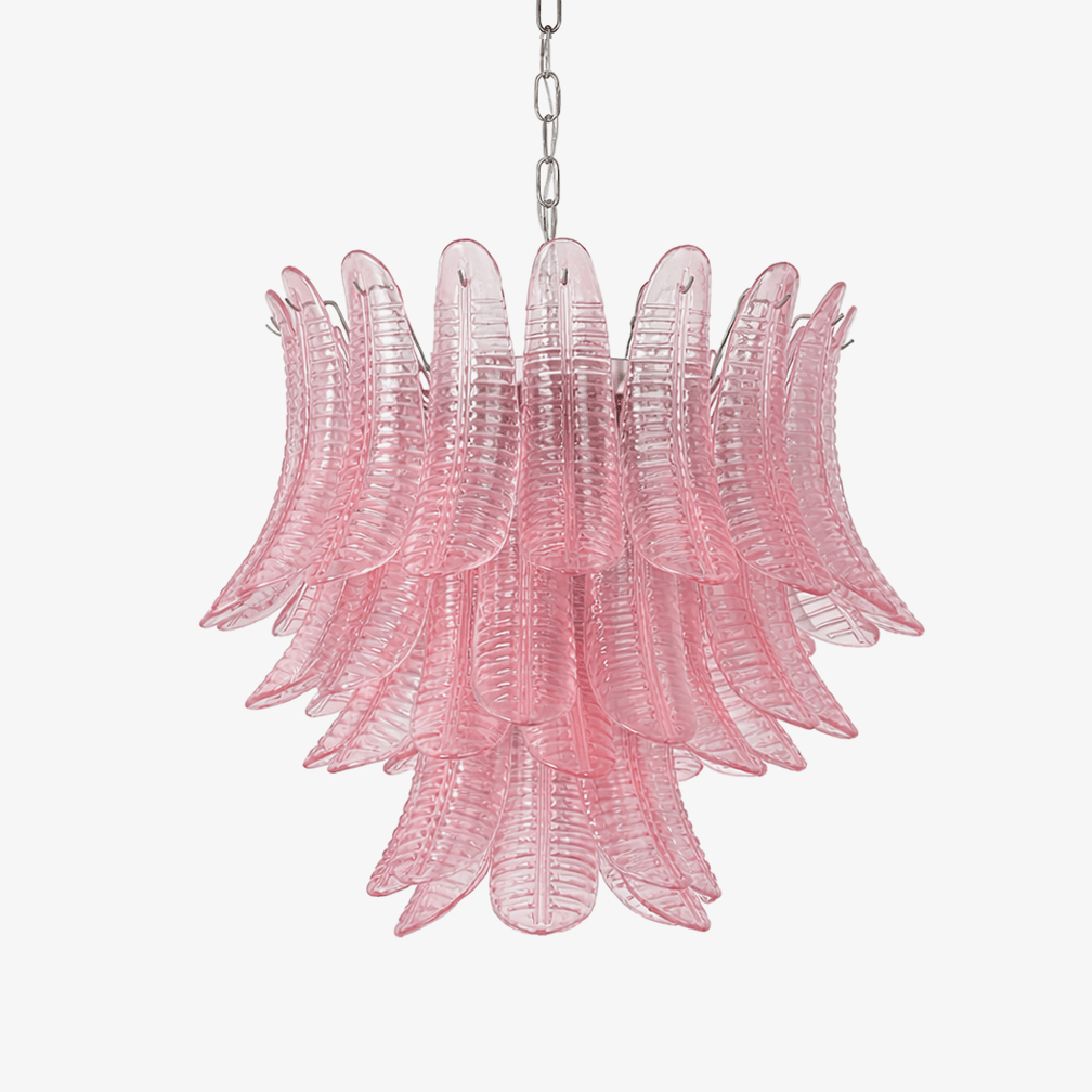 Petaline Prism Chandelier – Pink Glass Designer Hanging Light