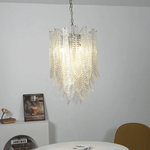 Silvae Veil Glass Chandelier – Modern Leaf Pendant for Dining & Living Rooms