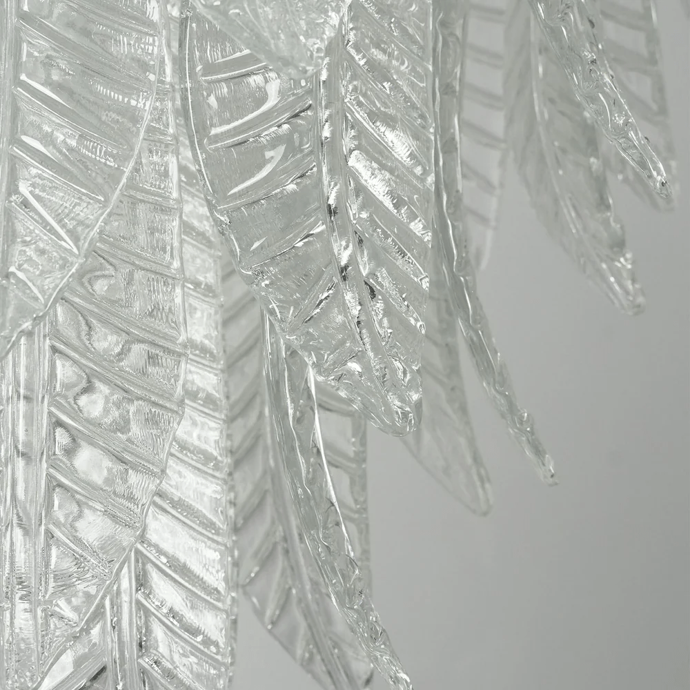 Silvae Veil Glass Chandelier – Modern Leaf Pendant for Dining & Living Rooms