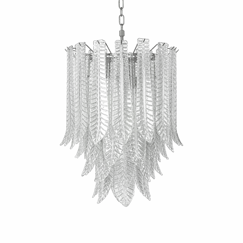 Silvae Veil Glass Chandelier – Modern Leaf Pendant for Dining & Living Rooms