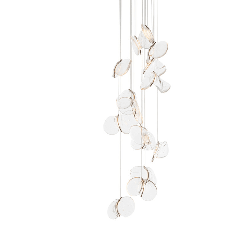 Luminous Glass Petals Pendant Chandelier – Modern LED Hanging Light for Dining Room and Living Room