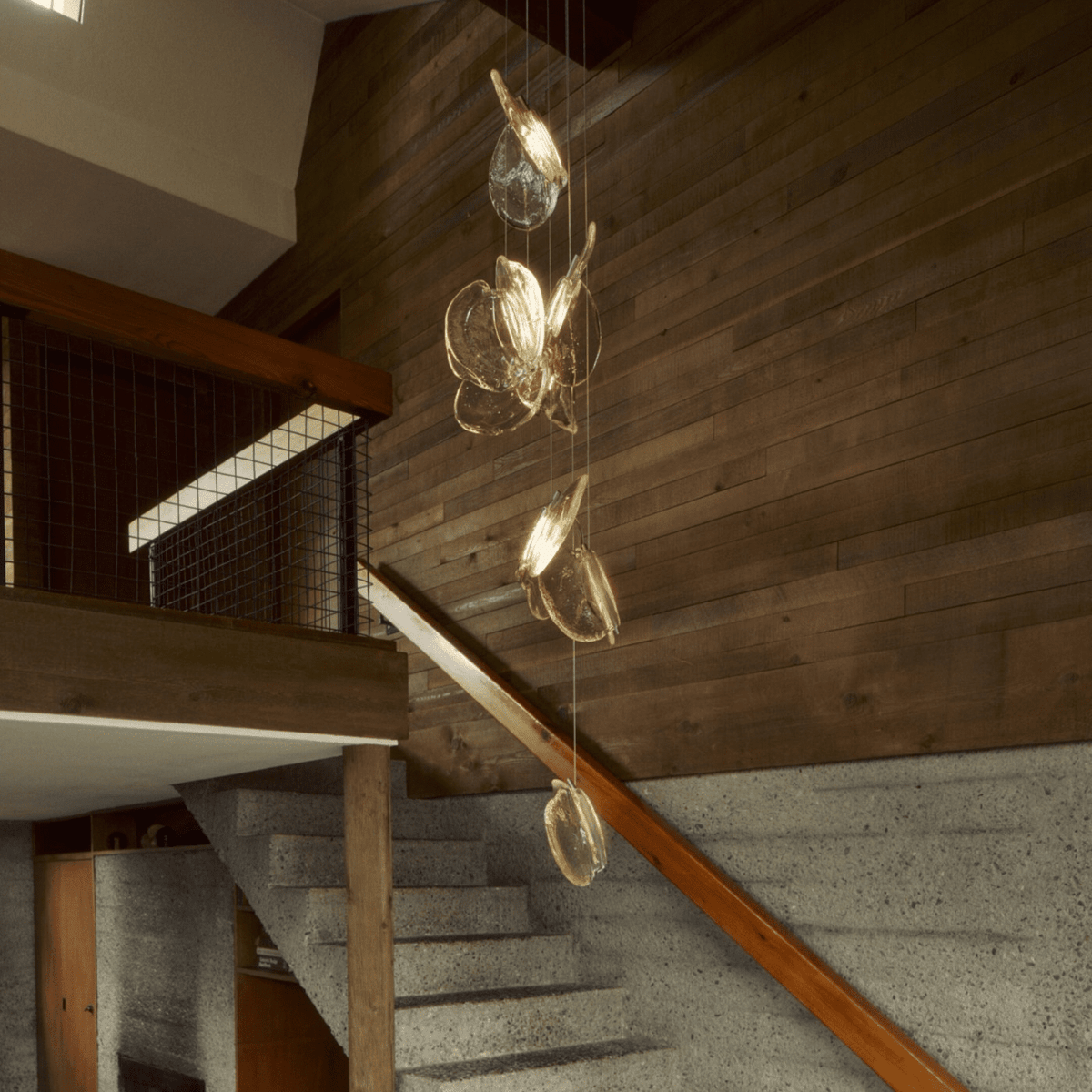 Luminous Glass Petals Pendant Chandelier – Modern LED Hanging Light for Dining Room and Living Room