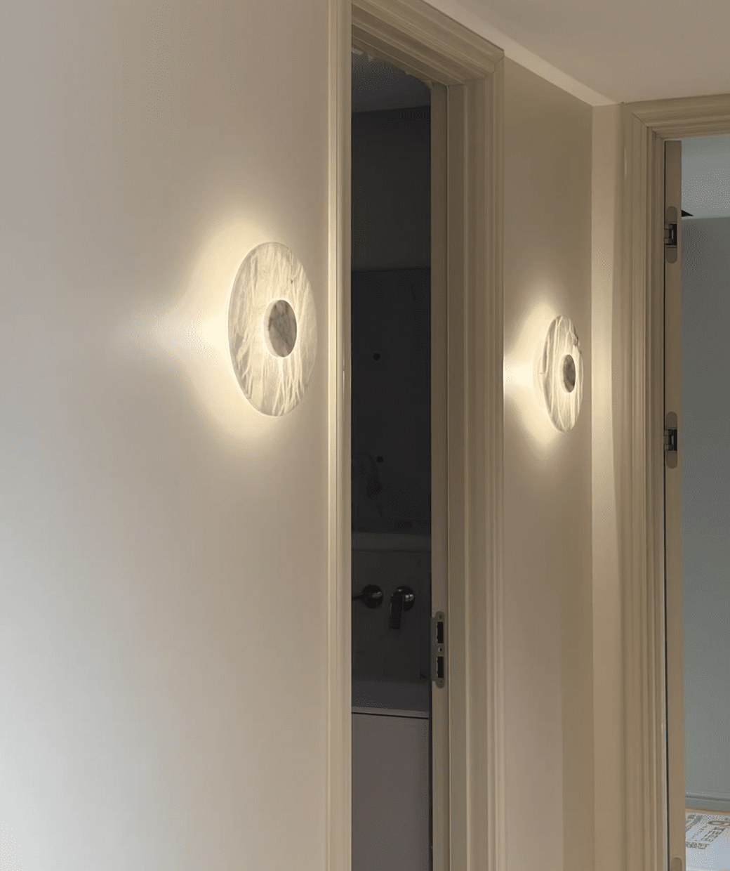 Lunar Veil Alabaster Wall Sconce – Modern LED Wall Light for Bedroom & Living Room