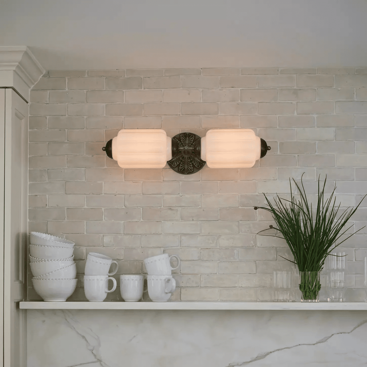 Elliot Brass and Glass Wall Sconce for Modern Interiors