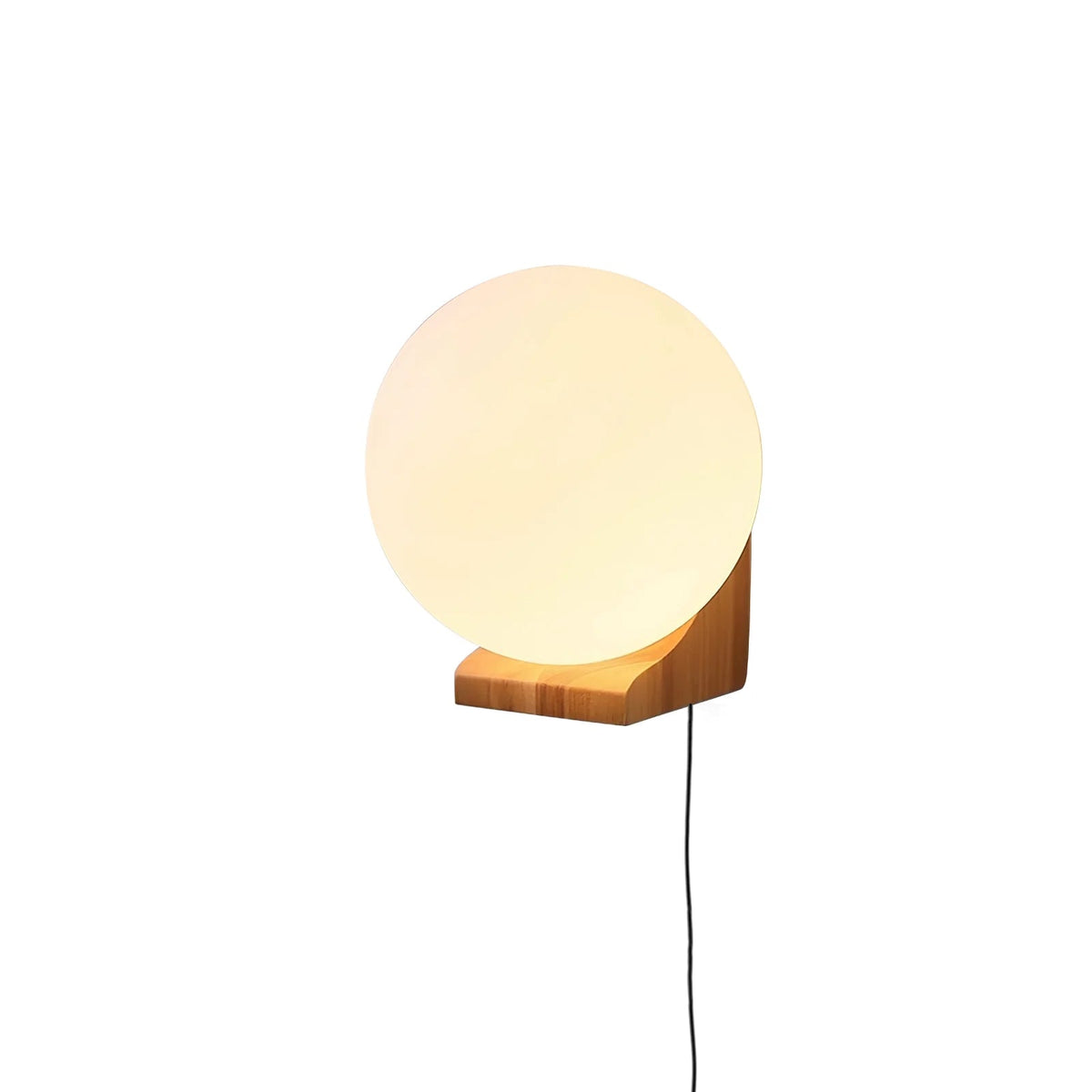 Evelyn Orb Plug-in Wall Sconce in Natural Oak and Dark Walnut