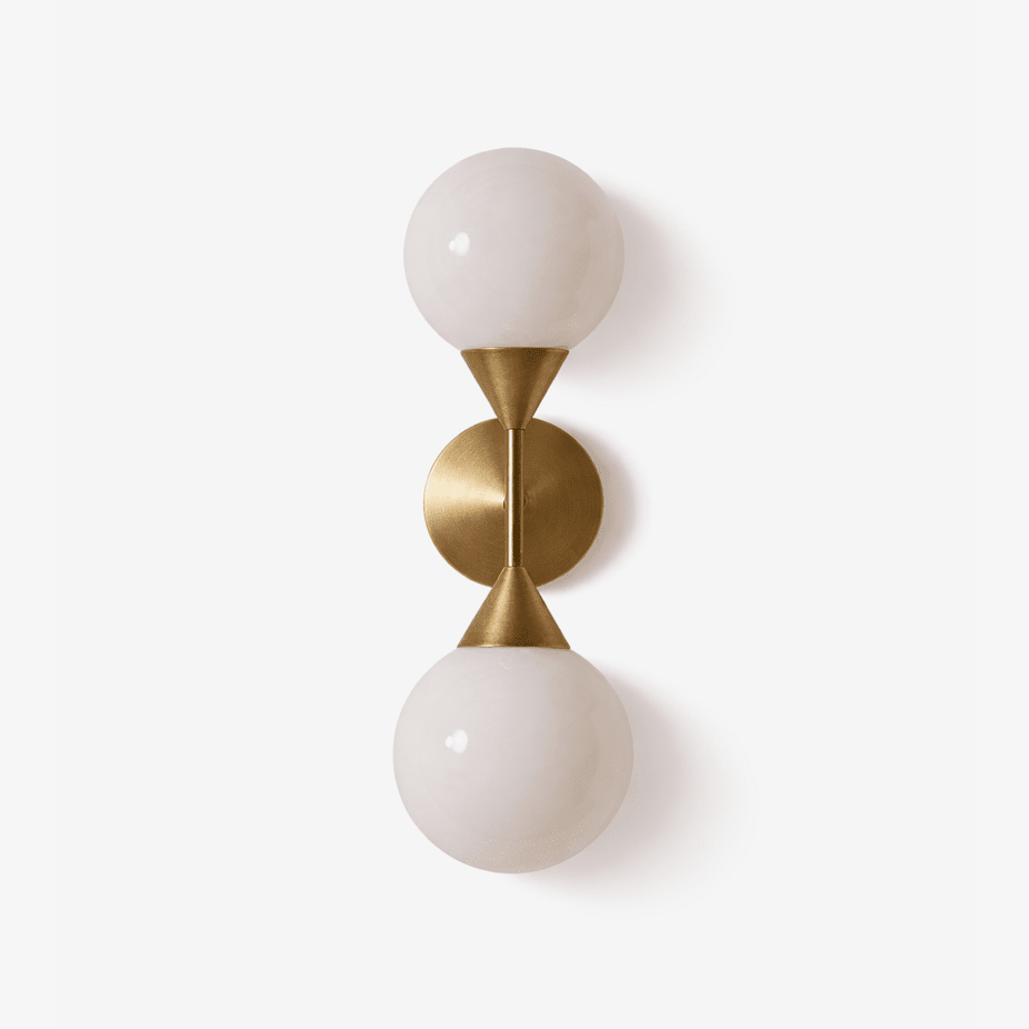 Axis Duo Wall Sconce in Brass and Glass