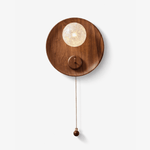 Elwood Pull Wall Sconce in Walnut and White Glass