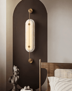 Solvane Alabaster Wall Sconce – Modern Brass LED Wall Light