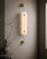 Solvane Alabaster Wall Sconce – Modern Brass LED Wall Light