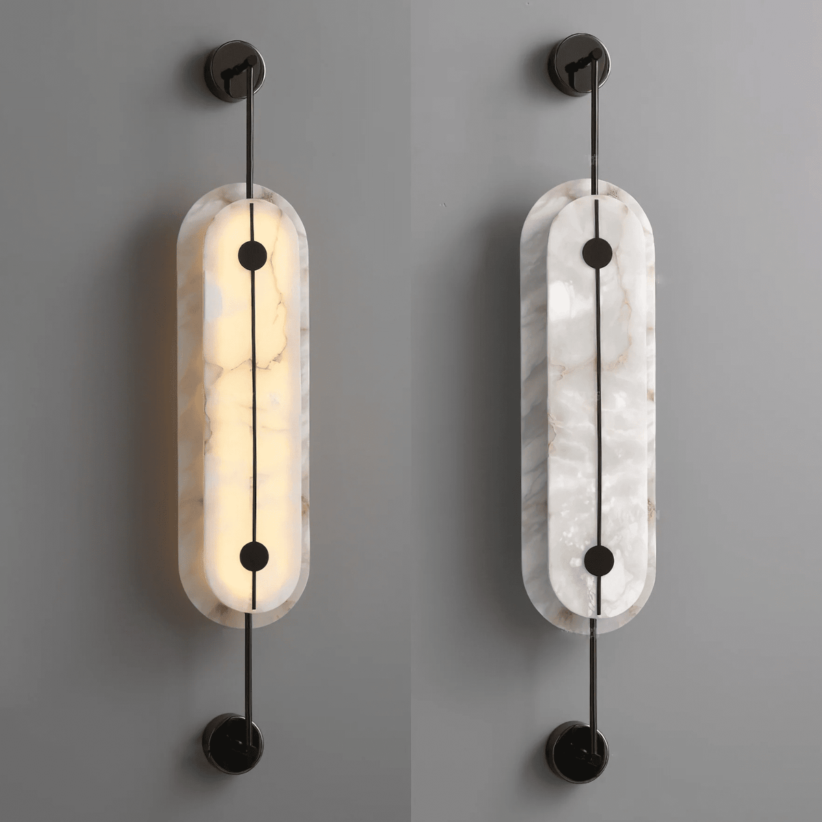 Solvane Alabaster Wall Sconce – Modern Brass LED Wall Light