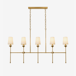 Arden Row Linear Chandelier in Brass, Black, or Nickel with Fabric Shades
