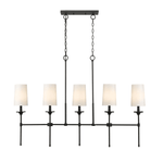 Arden Row Linear Chandelier in Brass, Black, or Nickel with Fabric Shades