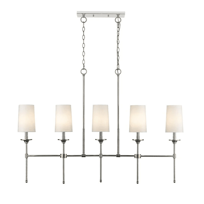 Arden Row Linear Chandelier in Brass, Black, or Nickel with Fabric Shades